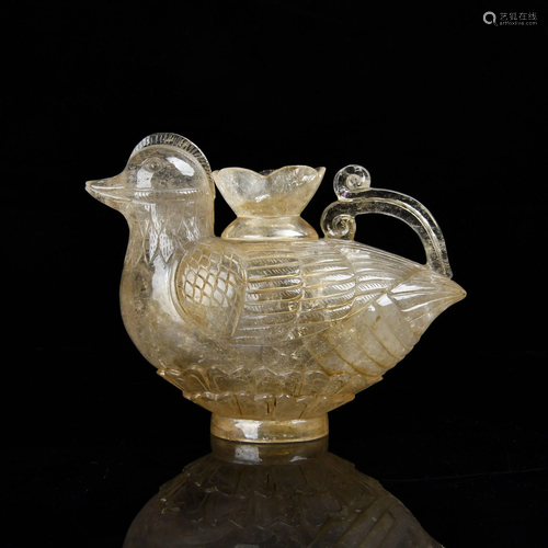 A CARVED CRYSTAL MANDARIN DUCK BURNER A…