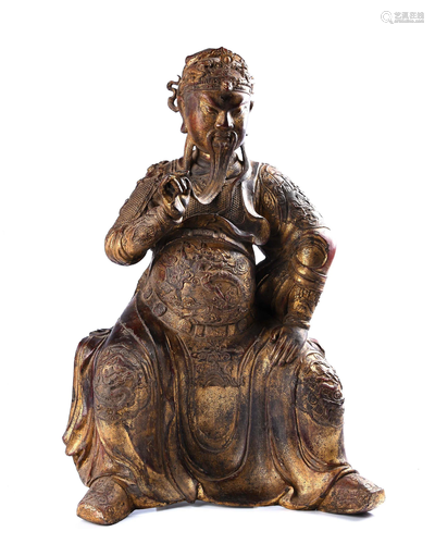 A GILT-BRONZE FIGURE OF GUANGONG.QING PERIOD