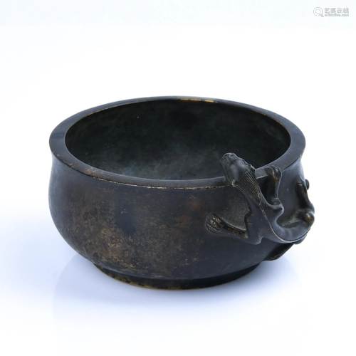 A BRONZE 'DRAGON' CENSER.QING PERIOD