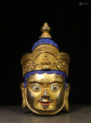 A GILT-BRONZE BUDDHA HEAD.REPUBLIC PERIOD