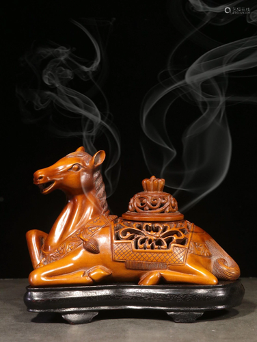 A CARVED HUANGYANGMU HORSE BUR…