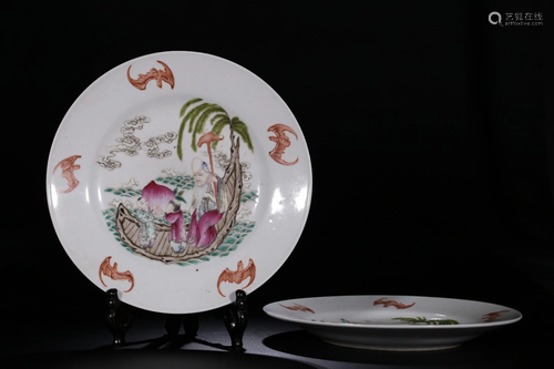 A PAIR OF FAMILLE-ROSE DISHES.MARK OF GUANGXU