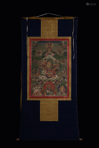 A THANGKA OF VAISHRAVANA .QING PERIOD