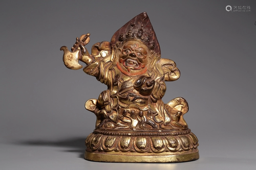 A GILT-BRONZE FIGURE OF SIMHAVAKTRA DAKINI .QI…