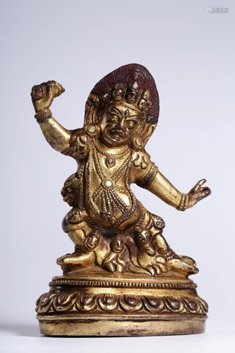 A GILT-BRONZE FIGURE OF VAJRAPANI.QING PERIOD