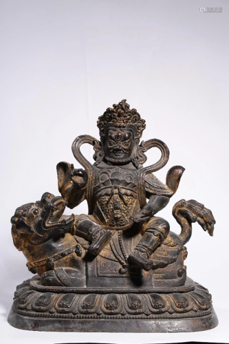 A BRONZE FIGURE OF VAISHRAVANA .QING PERIOD