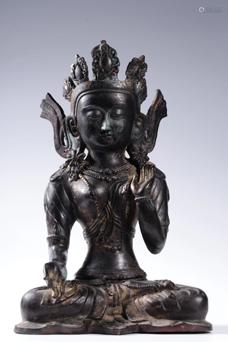 A BRONZE FIGURE OF BUDDHA .QING PERIOD