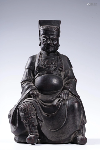 A BRONZE FIGURE OF OFFICER .QING PERIOD