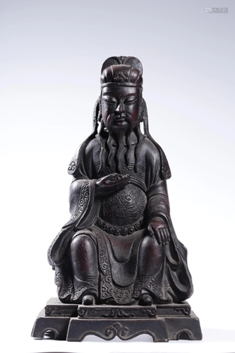 A BRONZE FIHURE OF OFFICER .QING PERIOD