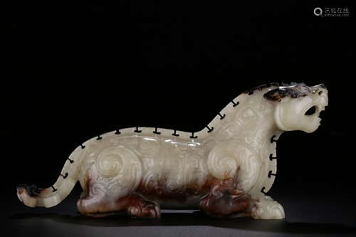 A CAEVED JADE BEAST.MING PERIOD