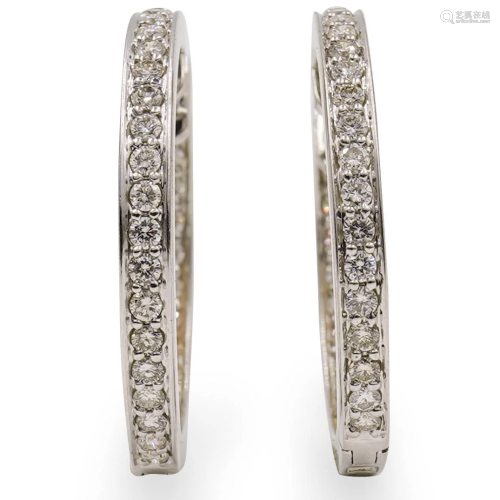 Pair of 18k Gold and Diamond Earrings