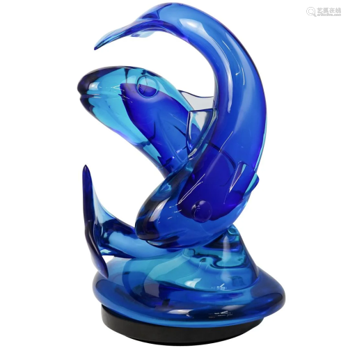 Walter Furlan Murano Blue Glass Fish Sculpture