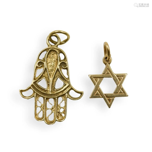 (2 Pc) 14k Gold Judaica Charms