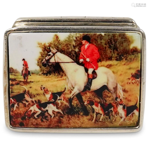 Sterling Silver Equestrian Pill Box