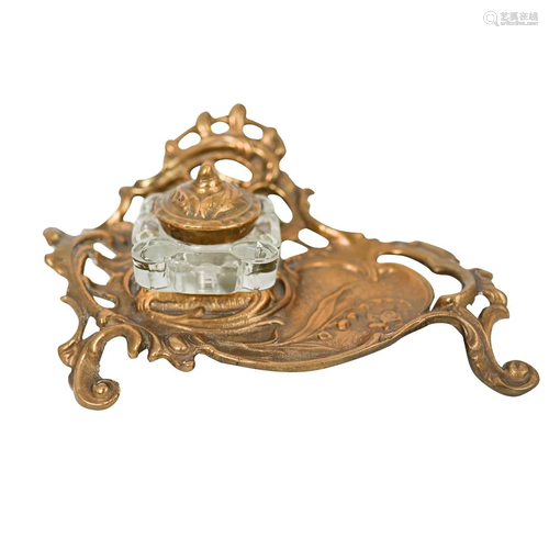 Art Nouveau Bronze Inkwell