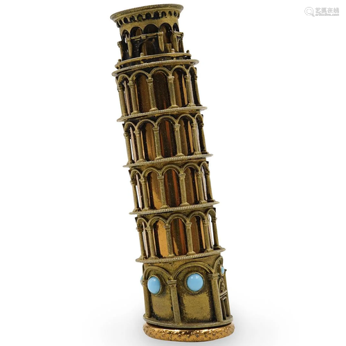 Silver Leaning Tower Of Pisa Lipstick Case