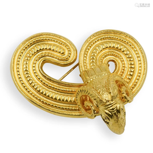 Greek 18k Gold Ram Brooch