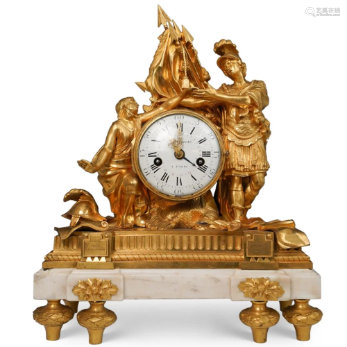 French Louis Goret Gilt Bronze Clock
