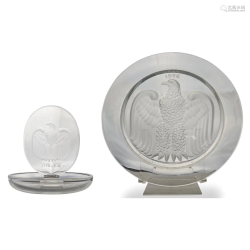 Lalique Crystal 1976 Eagle Plate & Pin Tray
