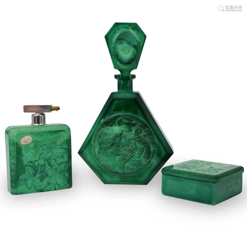 (3 Pcs) Malachite Glass Vanity Set