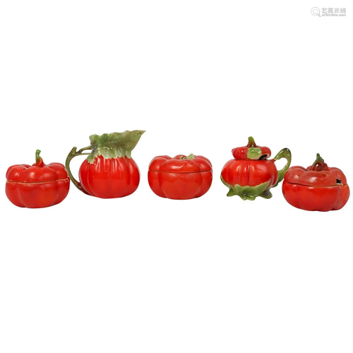 (5 Pc) Royal Bayreuth Tomato Porcelain