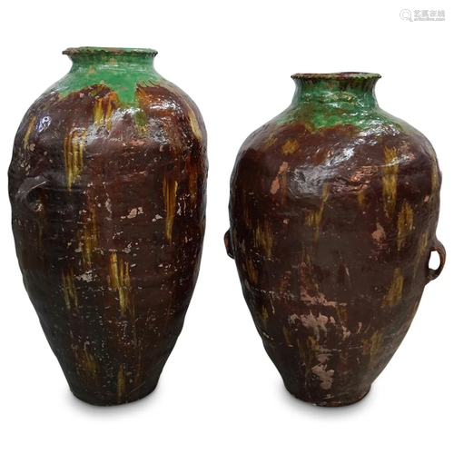 (2 Pc) Peruvian Palace Sized Cretan Oil Jars