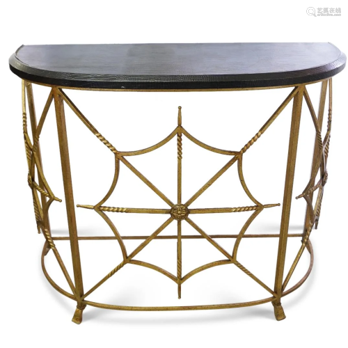 Faux-Alligator Top Console Table