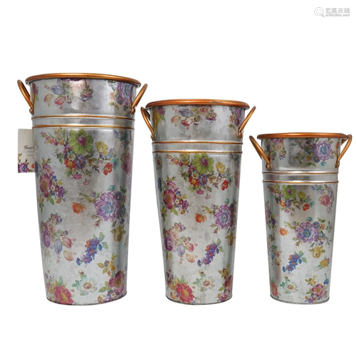 (3 Pcs) MacKenzie-Childs Flower Market Galvanized