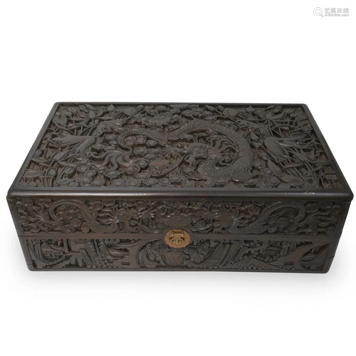 Chinese Carved Wood Dragon Trunk