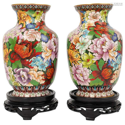 Chinese Cloisonne Enamel Vases