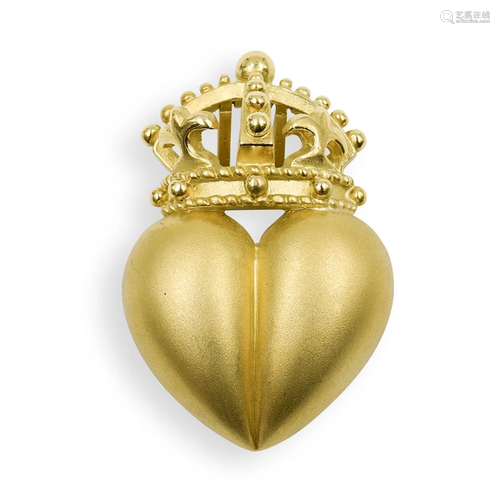 Kieselstein Cord 18kt Gold Heart Crown Pendant / …