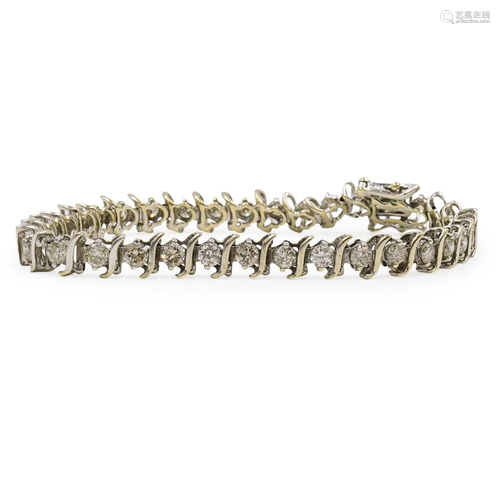 6.5c Carat 14k Gold and Diamond Tennis Bracelet