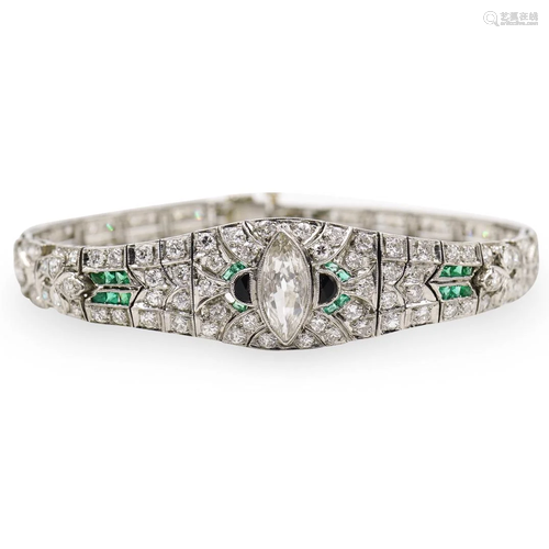 Art Deco Platinum & Diamond Ladies Bracelet