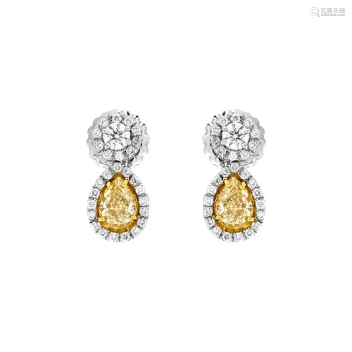 EGL Fancy Light Yellow Diamond Earrings