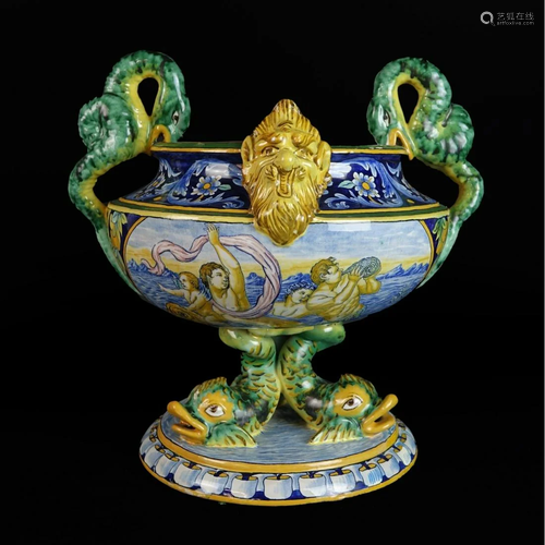 Antique Majolica Ceramic Centerpiece