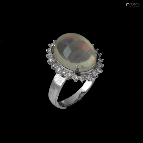 Opal, Diamond and 18K Ring