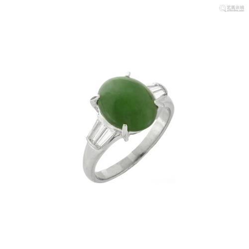 Jade, Diamond and Platinum Ring