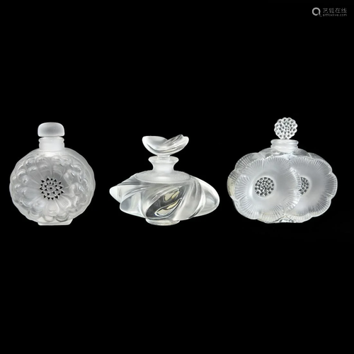 Three Lalique Crystal Perfume Bottles