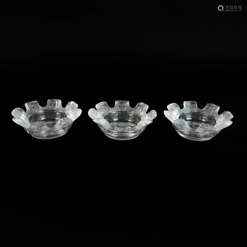 Three Lalique Ashtrays