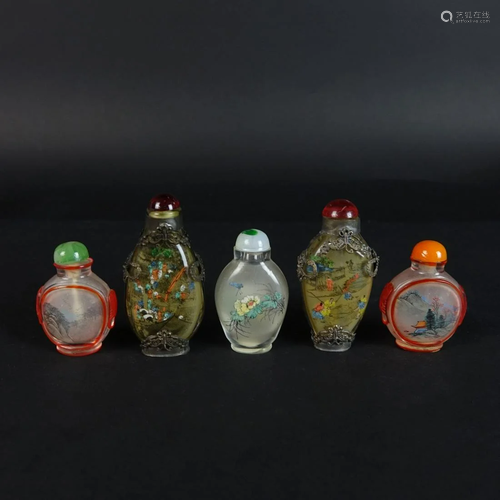 Five (5) Chinese Snuff Bottles