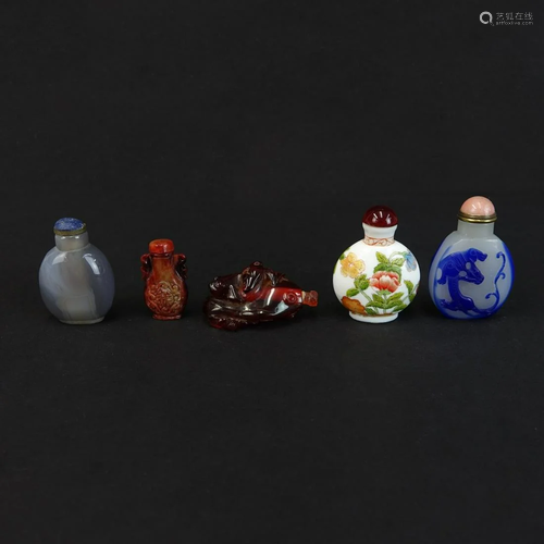 Five (5) Chinese Snuff Bottles