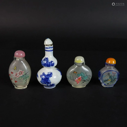 Four (4) Chinese Snuff Bottles