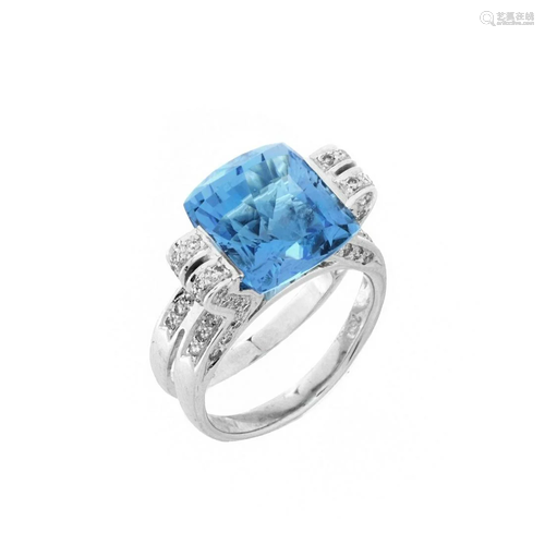 Topaz, Diamond and 18K Ring