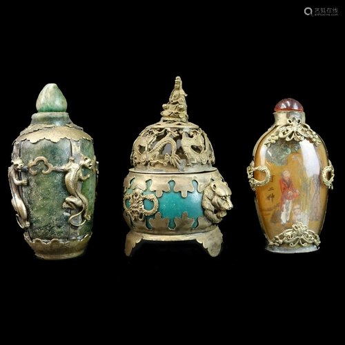 Three (3) Chinese Snuff Bottles