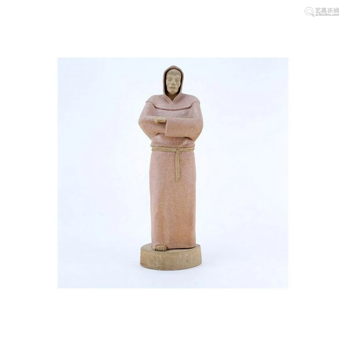 Large Vintage Pottery Figurine of a Monk