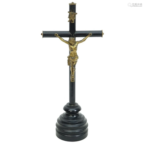 Vintage Wooden Crucifix with Bronze Corpus