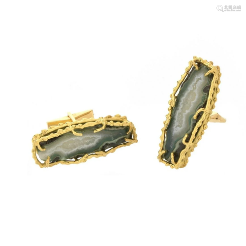 Agate and 14K Cufflinks