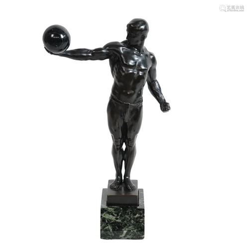 S. Bauer Bronze Sculpture on Marble Base