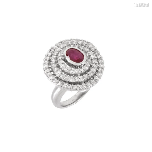 Diamond, Ruby and Platinum Ring