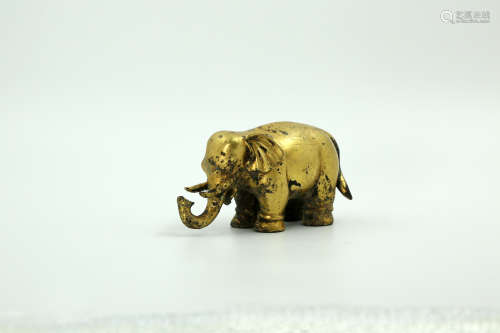 Chinese Bronze Gold Gilded Elephant